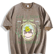 Shrek Coquette Floral Vintage Washed T-Shirt in Brown