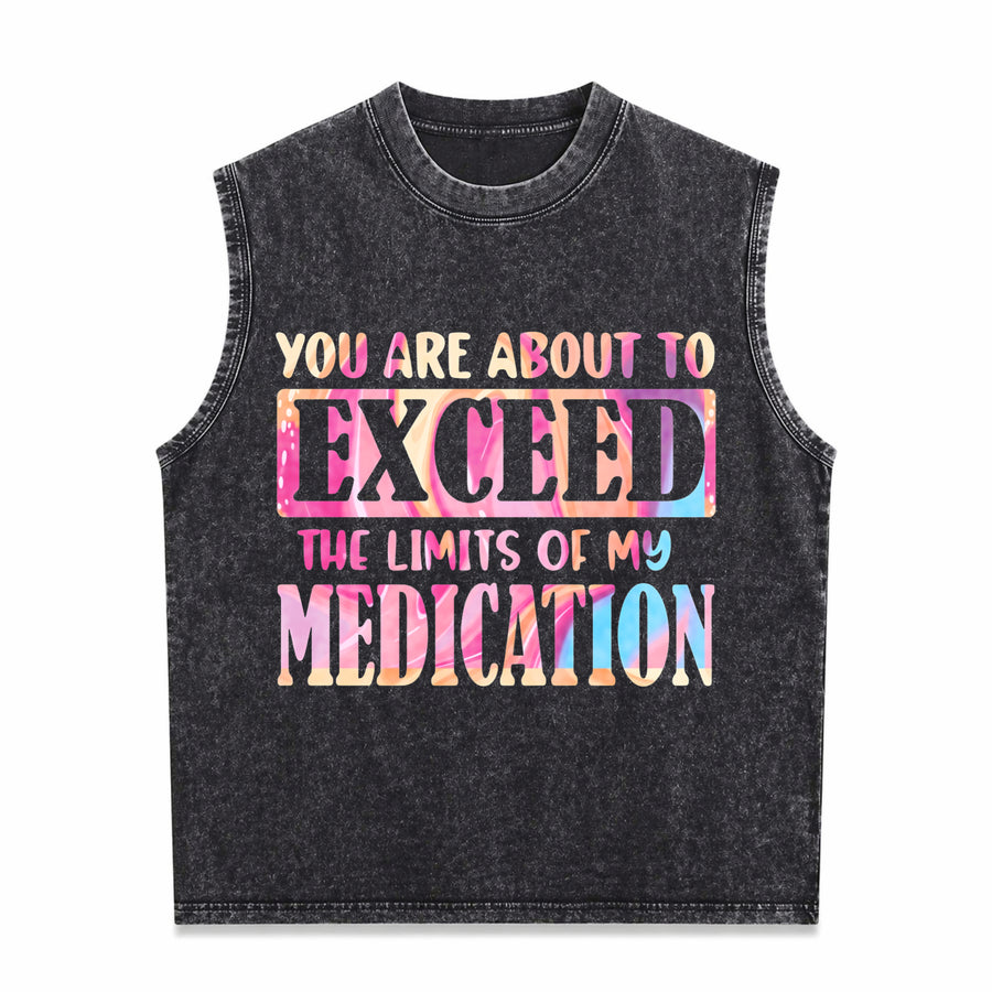 Gradient Black with Colorful Text Spring Geometric Smooth Vintage Washed Tank Top in Black
