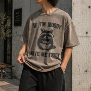 If I'm Moody Give Me Foody Vintage Washed T-Shirt in Brown