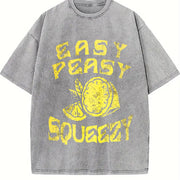 Easy Peasy Lemon Squeezy Vintage Washed T-Shirt in Gray