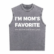 Moms Favorite Son Daughter I'm Mom's Favorite Golf Vintage Washed Tank Top in Gray