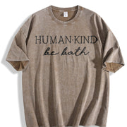 Human Kind Be Kind Vintage Washed T-Shirt in Brown
