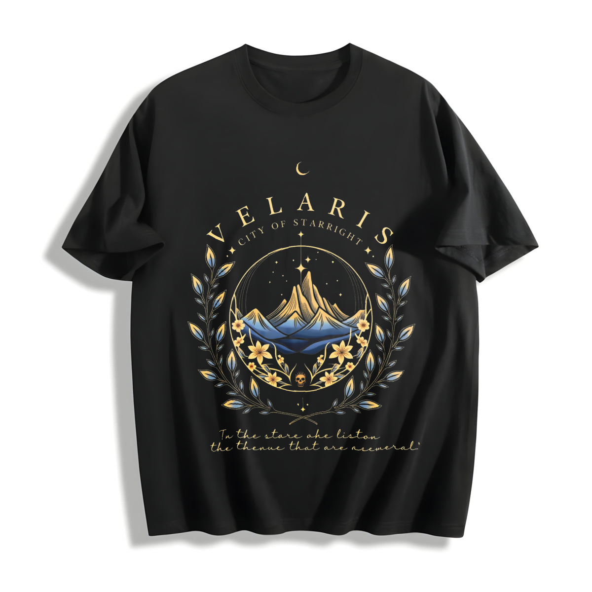 Velaris Acotar Velaris City of Starlight Cotton T-Shirt in Black