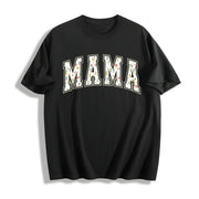 Floral Mama Strong Woman Cotton T-Shirt in Black