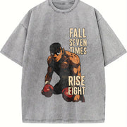 Makunouchi Hajime No Ippo Black for Game Fans Classic vintage washed oversized T-shirt in Gray