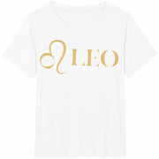 With Leo Zodiac Sign Gold Cotton T-Shirt in White