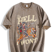 The Hell I Won't Cowgirl Tiger vintage washed oversized T-shirt in Brown