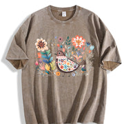 Short-sleeve with a Mexican and Bohemian Vintage Washed T-Shirt in Brown