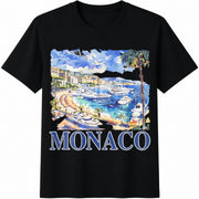 Monaco Harbor Cotton T-Shirt in Black