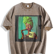 No Coffee Glam Doll Vintage Washed T-Shirt in Brown