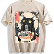 Ramen Cat vintage washed oversized T-shirt in Beige