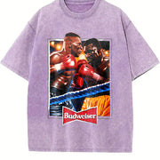 Mike VS Evander Ad Retro Custom vintage washed oversized T-shirt in Purple