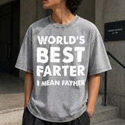 Cottonfather's Day Retro Dad World's Best Farter I Mean Vintage Washed T-Shirt in Gray