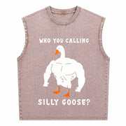 Silly Goose Gym Meme Vintage Washed Tank Top in Brown