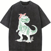 T-rex Bandana Sunglasses Vintage Washed T-Shirt in Black