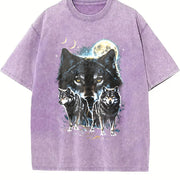 Wolf Spirit Classic 90s Vintage Washed T-Shirt in Purple