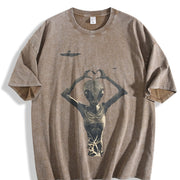 Y2K UFO Vintage Washed T-Shirt in Brown