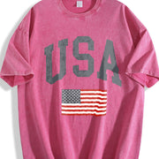 USA Flag Collegiate vintage washed oversized T-shirt in Red