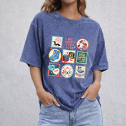 Heated Rivalry Connor & Ilya vintage washed oversized T-shirt in Blue