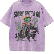 Sorry Gotta Go Cowboy Frog vintage washed oversized T-shirt in Purple