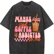Coquette Iced Coffee Vintage Washed T-Shirt in Black