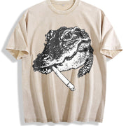 Alligator Smoke 90s Vintage Washed T-Shirt in Beige