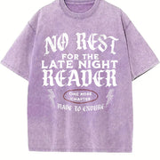 No Rest for the Late Night Reader Vintage Washed T-Shirt in Purple