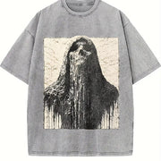 Melting Grim Reaper Sleeveless Tank Vintage Washed T-Shirt in Gray