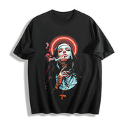 Retro Nuns Cotton T-Shirt in Black