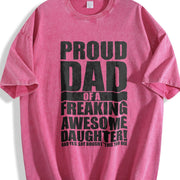 Proud Dad of a Freaking Awesome Daughter Fathers Day Vintage Washed T-Shirt in Red