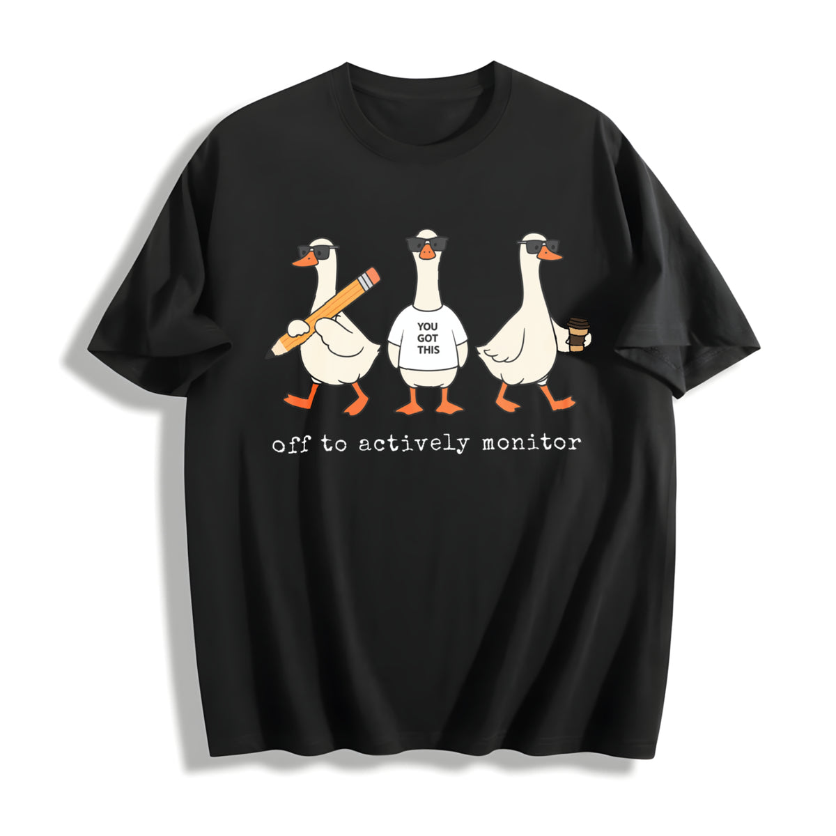Off to Actively Monitor Goose Cotton T-Shirt in Black