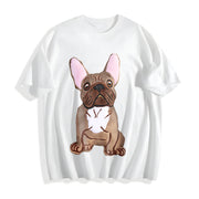 French Bulldog for Seasons Cotton T-Shirt in White