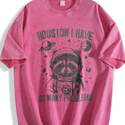 Astronaut Raccoon 90s Vintage Washed T-Shirt in Red