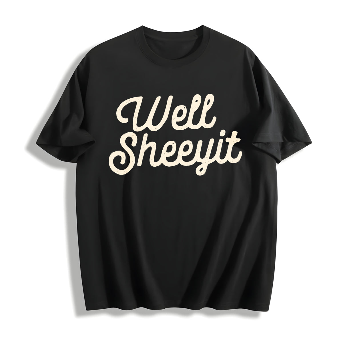 Well Sheeyit Retro Cotton T-Shirt in Black