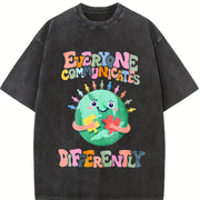 Everyone Communicates Differently Vintage Washed T-Shirt in Black