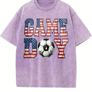 Game Day USA Soccer Vintage Washed T-Shirt in Purple