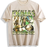 Pickle Enthusiast 90s Vintage Washed T-Shirt in Beige