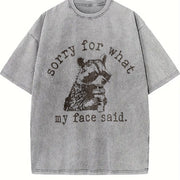 Sorry for What My Face Said Vintage Washed T-Shirt in Gray