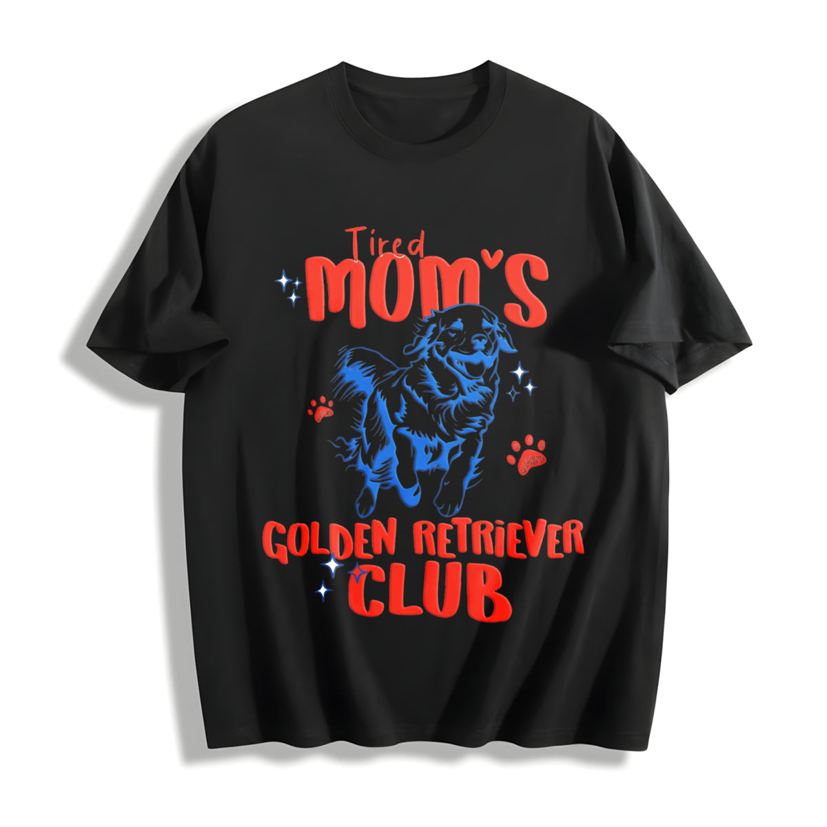 Tired Moms Golden Retriever Club Cotton T-Shirt in Black