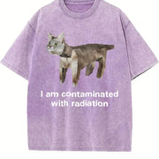 I Am Contaminated with Radiation Cat Vintage Washed T-Shirt in Purple