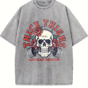 Thick Thighs and Sleep Deprived vintage washed oversized T-shirt in Gray