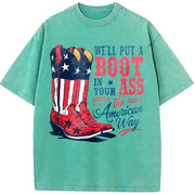 We'll Put a Boot in Your Ass - Toby Keith USA Vintage Washed T-Shirt in Blue