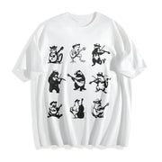 Animals Playing Music Cotton T-Shirt in White
