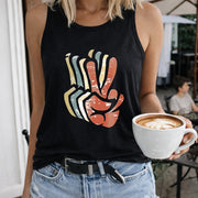 Colorful Abstract Hand Regular Women's Color Cotton Tank Top in Black