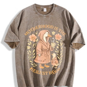 Mother Is a Realist Hat Vintage Washed T-Shirt in Brown
