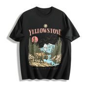 Yellowstone National Park Cotton T-Shirt in Black