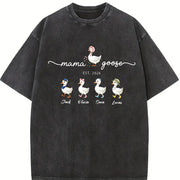 Mama Goose Family Vintage Washed T-Shirt in Black