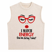 I Match Energy Vintage Washed Tank Top in Beige