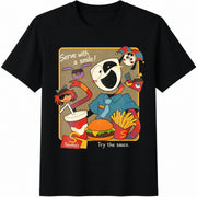 Digital Circus Spudsys Gangle Jax Fast Food Retro Cotton T-Shirt in Black