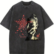 Star Portrait Tank Vintage Washed T-Shirt in Black